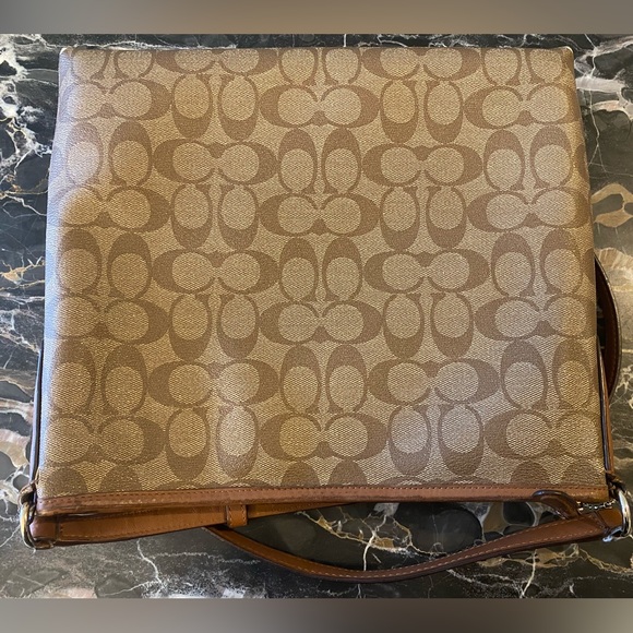 Coach Brown Signature Coated Canvas Varsity Stripe File Messenger Bag - Picture 4 of 14